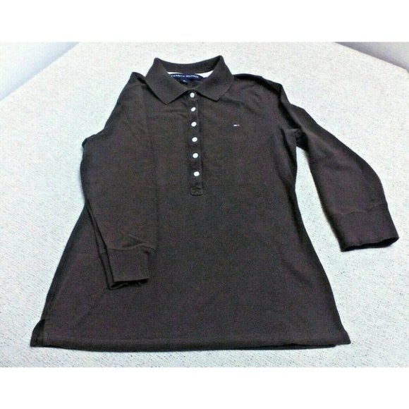 Tommy Hilfiger Unisex Collar Shirt Long Sleeve Top Button Taper Cut Brown Size M - Picture 8 of 16
